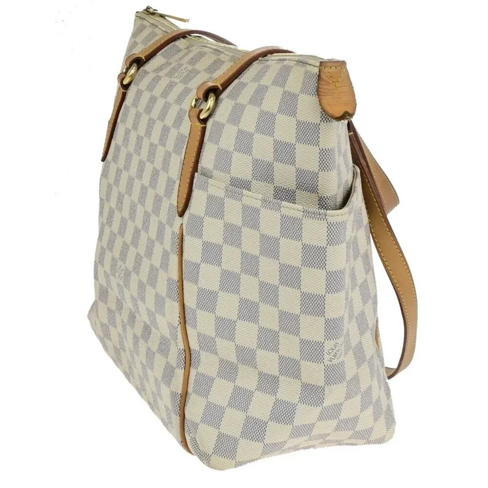 LOUIS VUITTON Logo Totally MM Shoulder Bag Damier Azur Leather WE